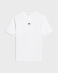 t-shirt triomphe jersey coton côtelé - BLANC/BLEU MARINE -  - 1 | CELINE