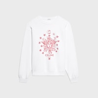 SWEATSHIRT IN cotton fleece - BLANC/ROUGE -  - 1 | CELINE