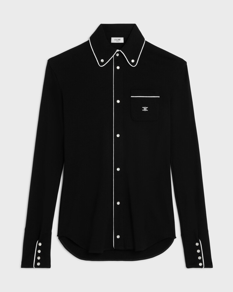 shirt IN cotton jersey - BLACK / WHITE -  - 1 | CELINE