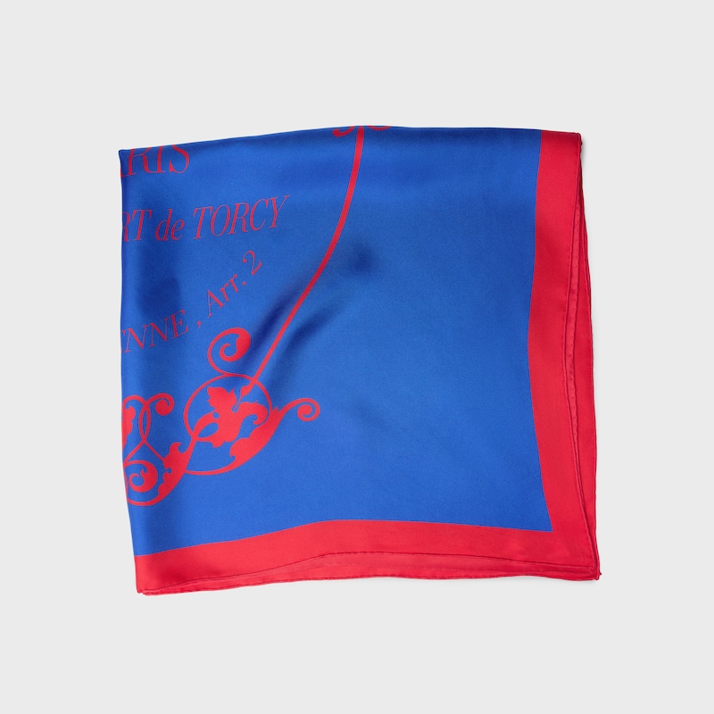 square IN BLASON COLBERT SILK TWILL - RED/BLUE -  - 1 | CELINE