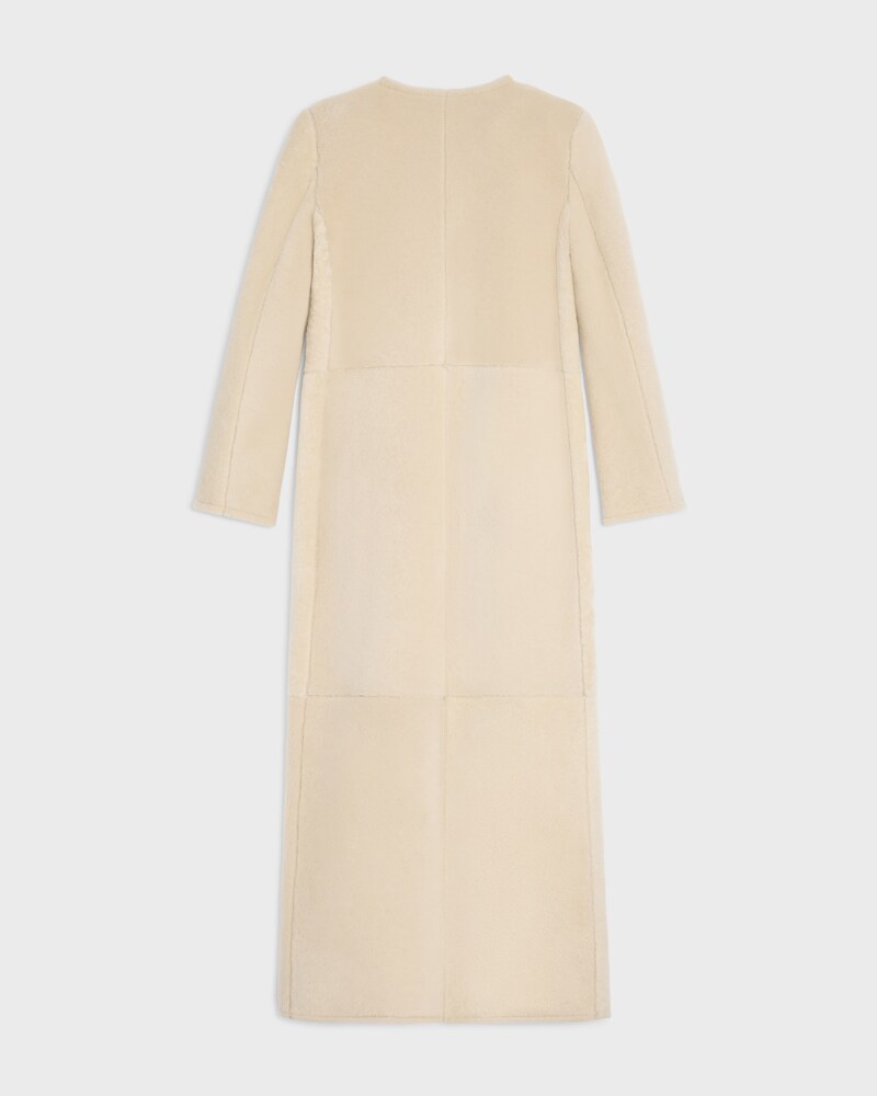 manteau long agneau shearling - CREAM / BLACK -  - 1 | CELINE