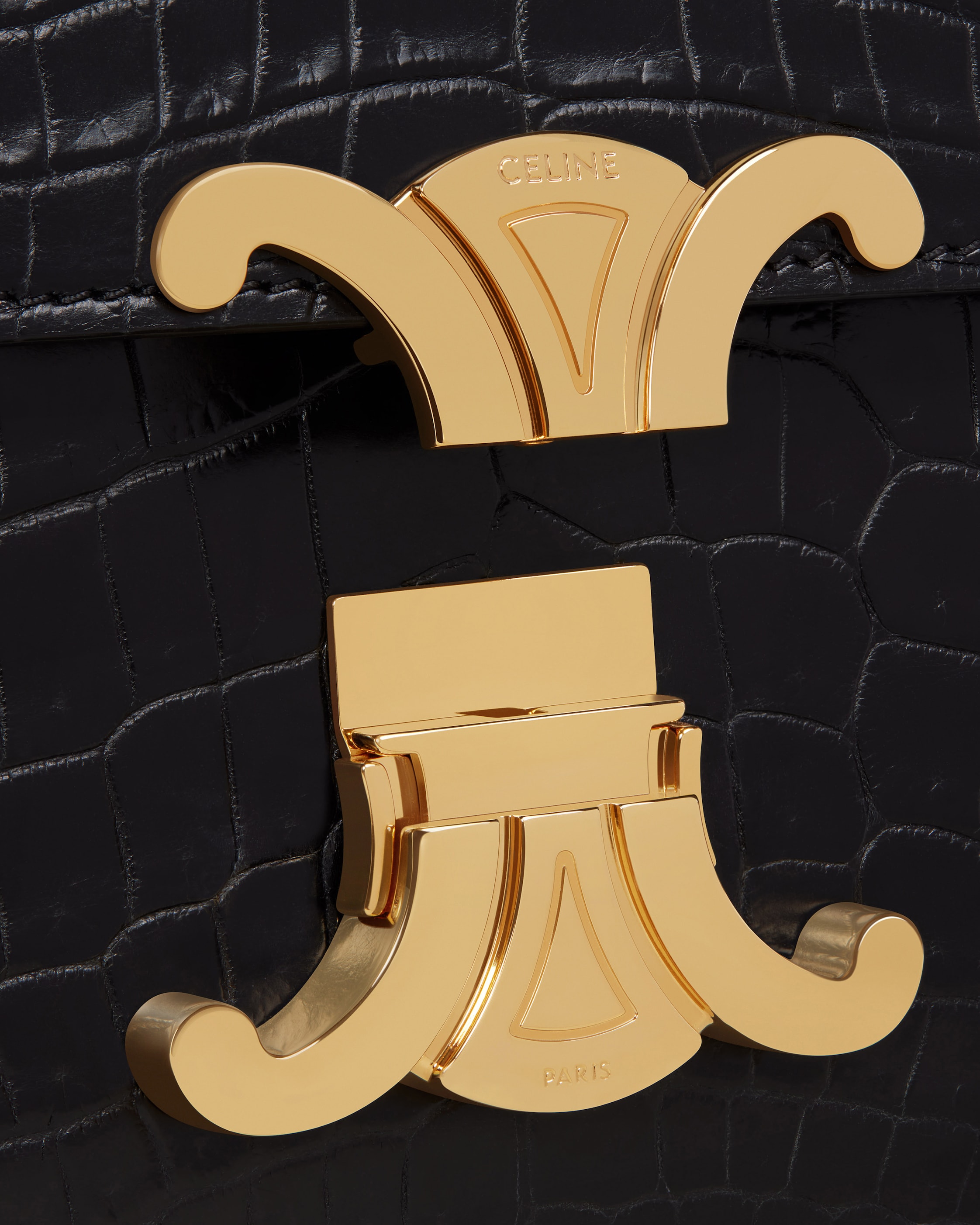 Teen Triomphe Bag in Crocodile - Black | CELINE