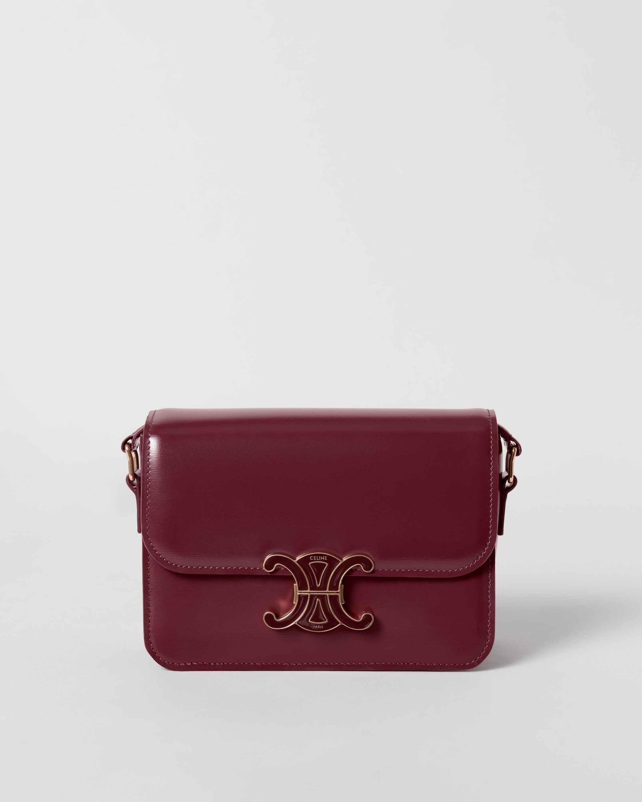 CELINE TEEN TRIOMPHE BAG IN SHINY CALFSKIN WITH ENAMEL CLOSURE