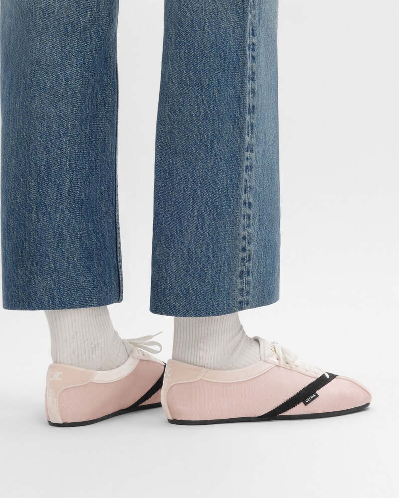 THE FLAT SNEAKER EN GROS GRAIN, VELOURS, CUIR DE CHÈVRE VELOURS ET CUIR D'AGNEAU - ROSE / NOIR -  - 1 | CELINE