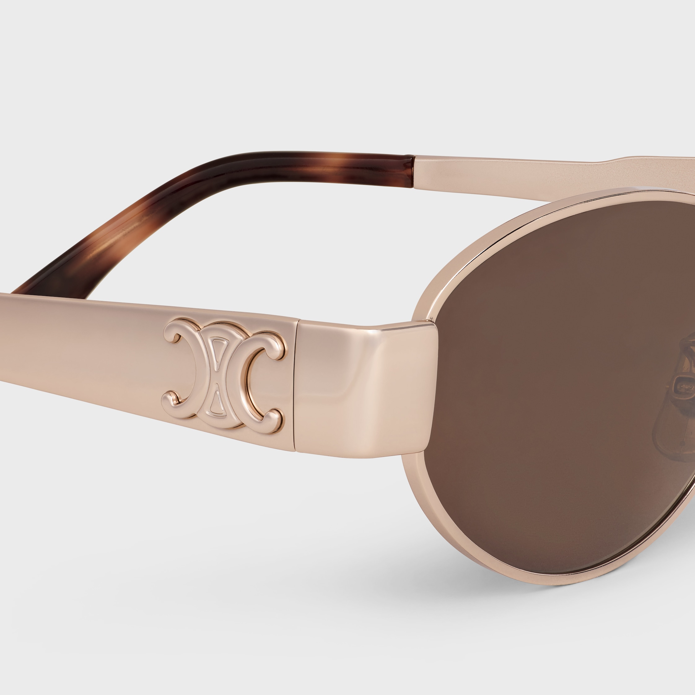 TRIOMPHE METAL 01 SUNGLASSES IN METAL - ROSE GOLD / BROWN | CELINE