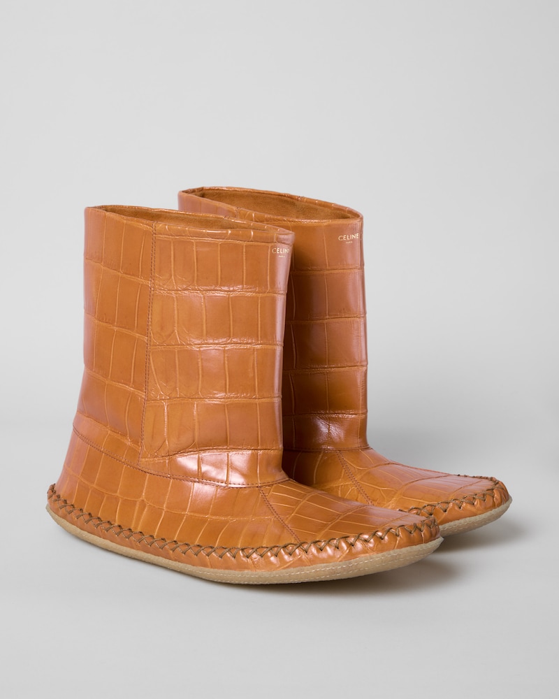 FLEX MID BOOT IN CROCODILE STAMPED CALFSKIN - TAN -  - 1 | CELINE