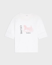double-layers t-shirt IN FINE COTTON JERSEY - WHITE/BLACK/RED -  - 1 | CELINE