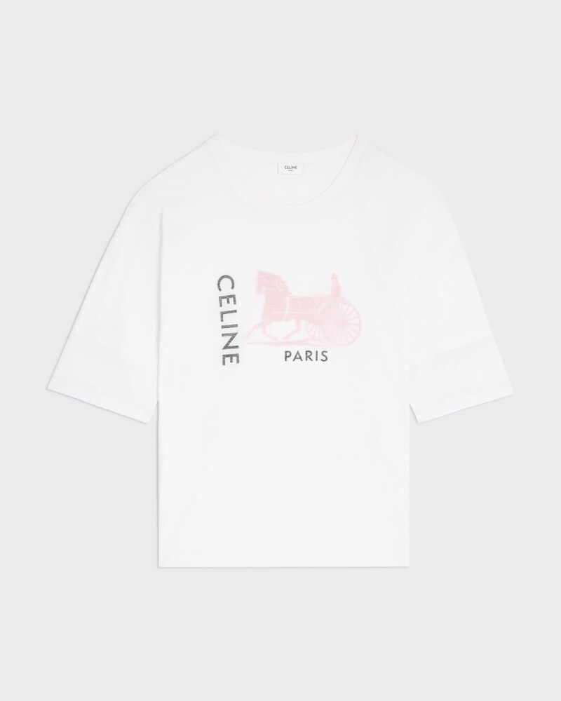 double-layers t-shirt IN FINE COTTON JERSEY - WHITE/BLACK/RED -  - 1 | CELINE