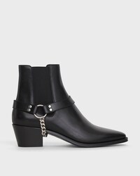 Chelsea Biker CELINE CAMARGUE en Veau végétal - Noir -  - 1 | CELINE
