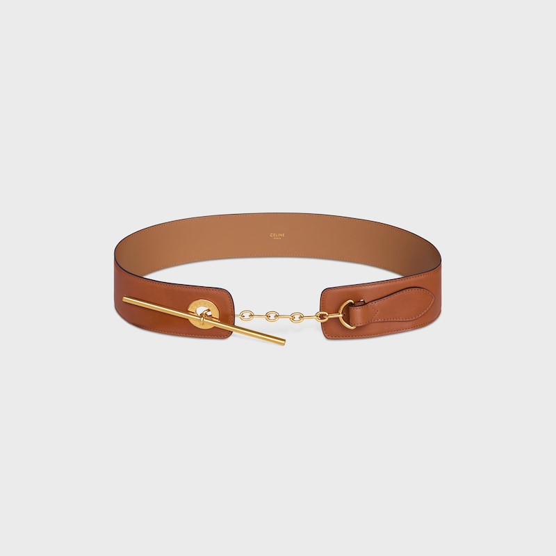 LARGE 50MM CELINE DISC BELT IN SUPPLE NATURAL CALFSKIN - TAN -  - 1 | CELINE