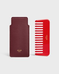 PEINE PEQUEÑO PARA EL CABELLO CON ESTUCHE DE PIEL DE BECERRO LISA - SYRAH / ULTRARROJO - ACCESORIOS DE BELLEZA - 2 | CELINE