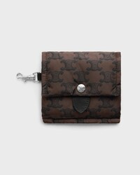 CELINE キーリング カードホルダー パディッド / ナイロン & カーフスキン - ブラウン / ブラック - メンズ ギフト - 1 | CELINE