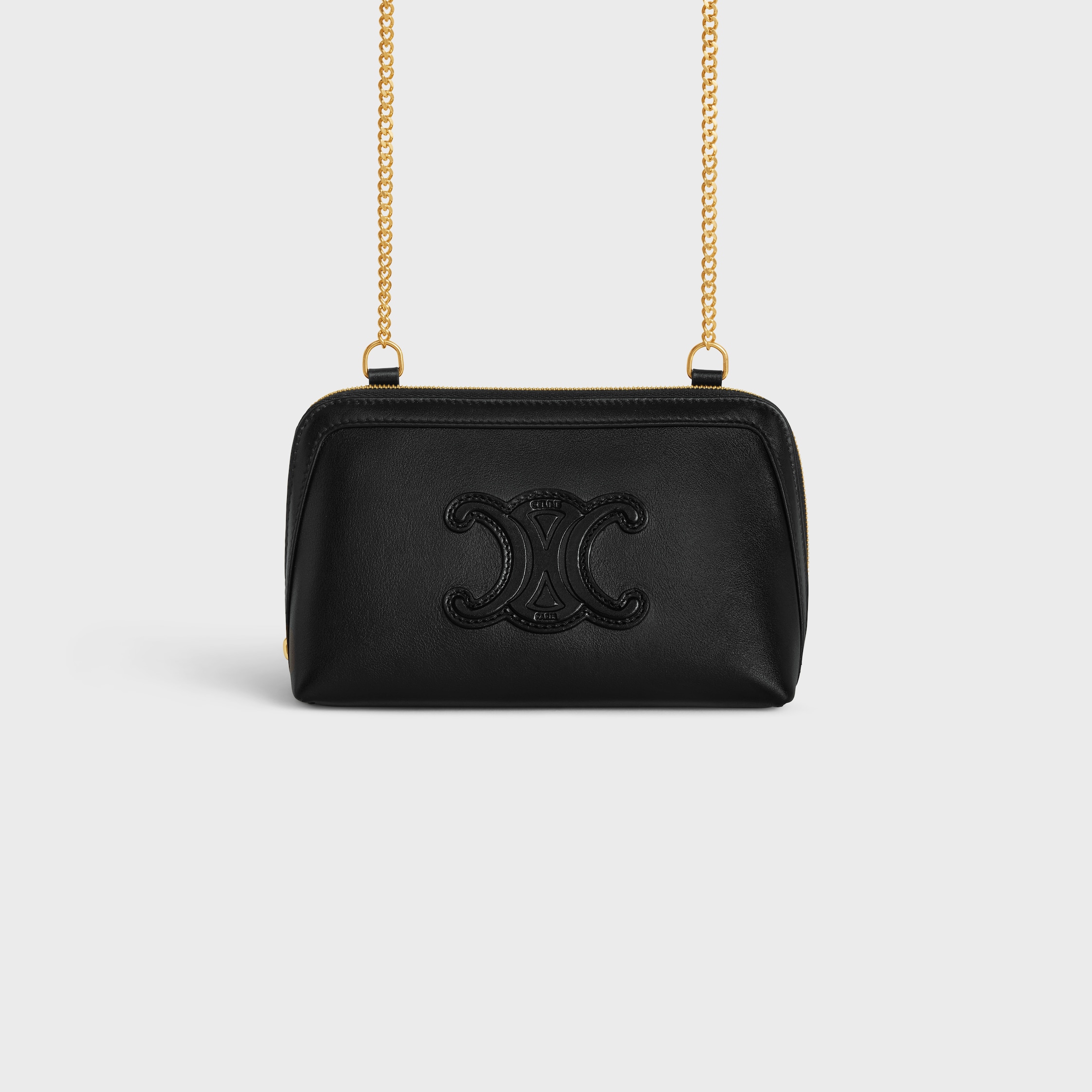Clutch on Chain IN smooth calfskin - BLACK | CELINE