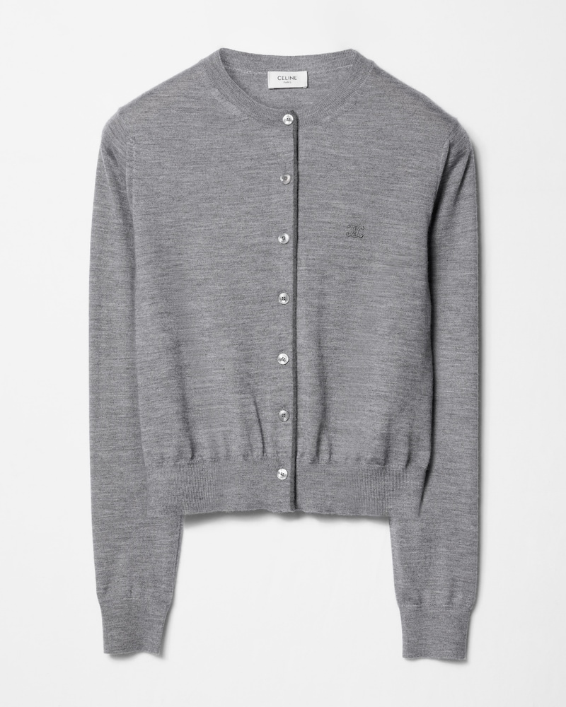 cardigan IN fine cashmere silk - LIGHT GREY/GREY -  - 1 | CELINE