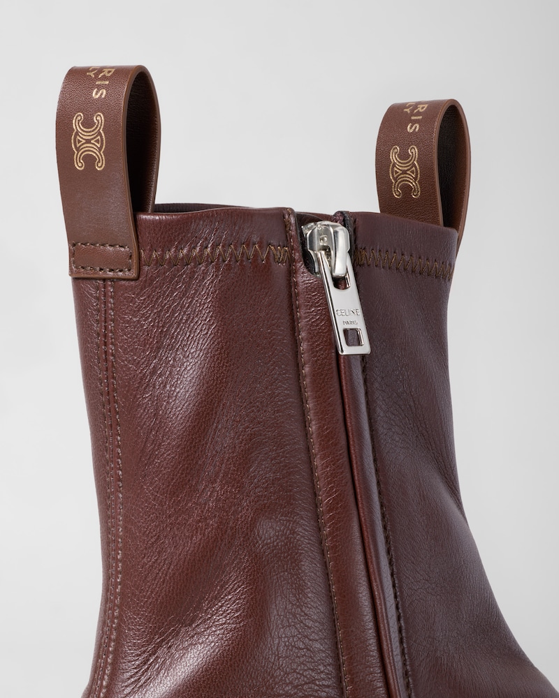 FLOW ZIPPED BOOT IN Stretch Lambskin - DARK BROWN / BLACK -  - 1 | CELINE