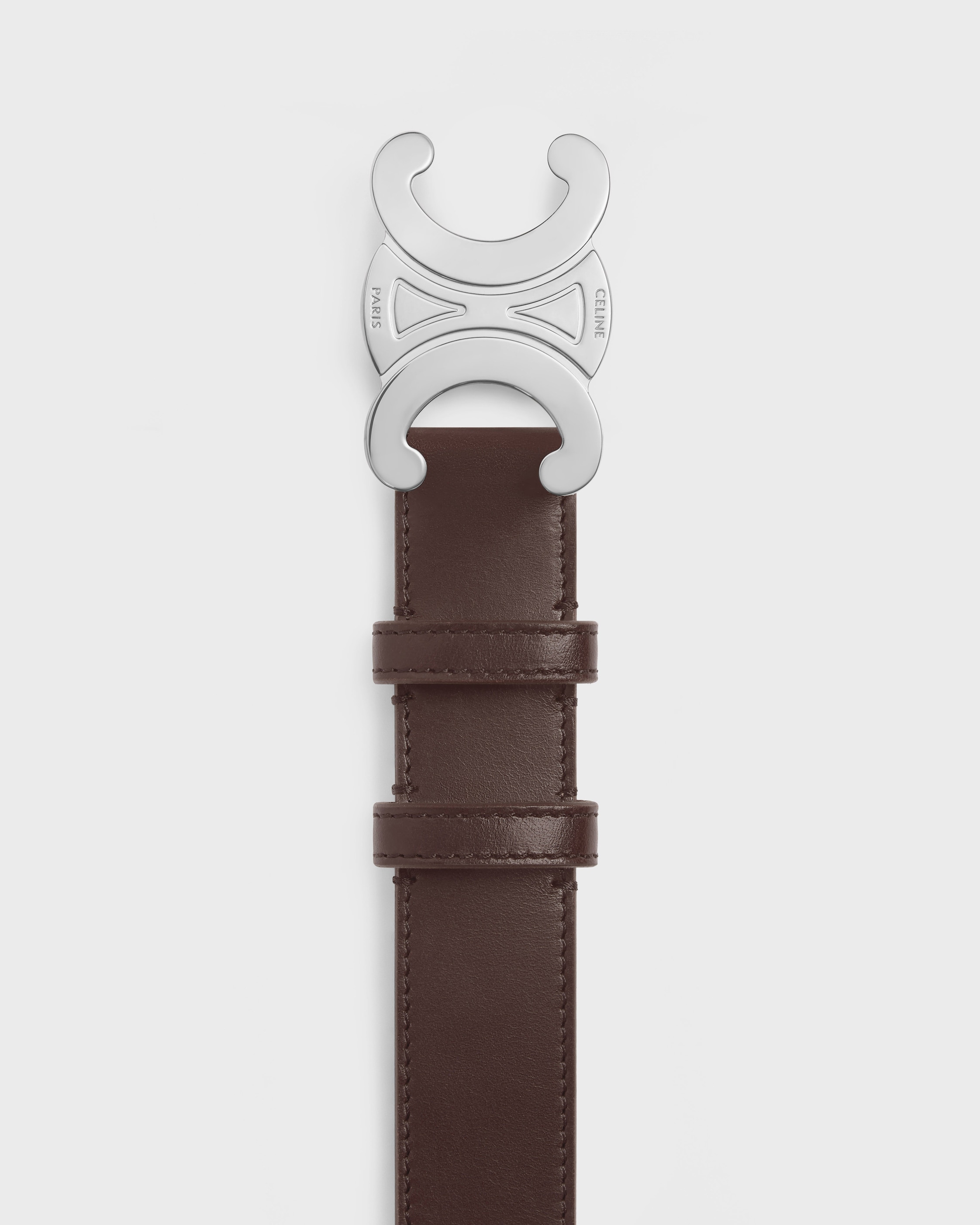 小物 CELINE 80s VINTAGE STARBALL LEATHER BELT Triomphe Belt 30MM in VINTAGE CALFSKIN - DARK BROWN | CELINE