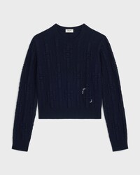 JERSEY CON CUELLO REDONDO DE CACHEMIRA CON CADENAS - AZUL MARINO -  - 1 | CELINE