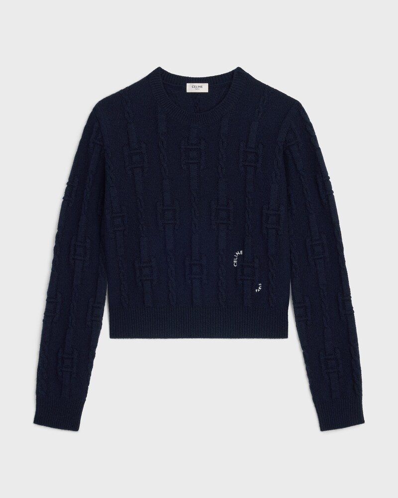suéter com gola redonda em caxemira CHAINS - AZUL-MARINHO - - 1 | CELINE