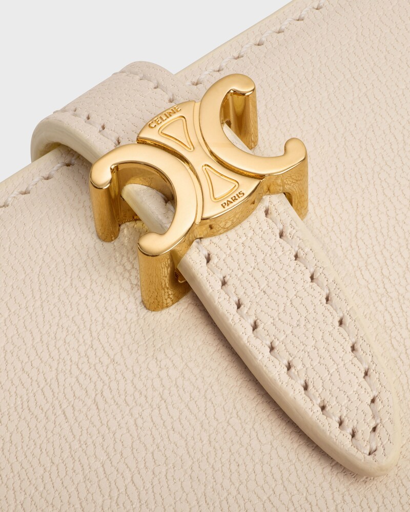 COMPACT WALLET TRIOMPHE PONTET IN GOATSKIN - CREAM - NEW - 1 | CELINE