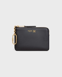 COIN PURSE TRIOMPHE STAMP IN SUPPLE GRAINED CALFSKIN - BLACK / ULTRA BLUE - COIN HOLDERS - 1 | CELINE