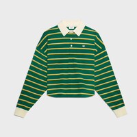 POLO SWEATER IN striped cotton - GREEN/YELLOW/WHITE -  - 1 | CELINE