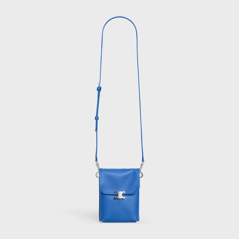 VERTICAL POUCH SOFT TRIOMPHE IN SMOOTH LAMBSKIN - OXIDE BLUE - MINI BAGS - 1 | CELINE