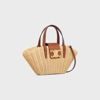 TEEN COUFFIN in WICKER AND NATURAL CALFSKIN - NATURAL / TAN - PANIER - 2 | CELINE