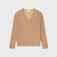 JERSEY CON CUELLO EN V DE CACHEMIRA. - CÁMEL / AMARILLO -  - 1 | CELINE