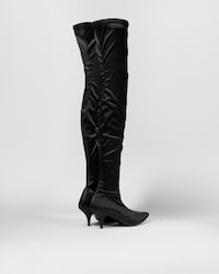 BOTAS ESTILIZADAS POR ENCIMA DE LA RODILLA DE SATÉN ELÁSTICO - NEGRO -  - 2 | CELINE