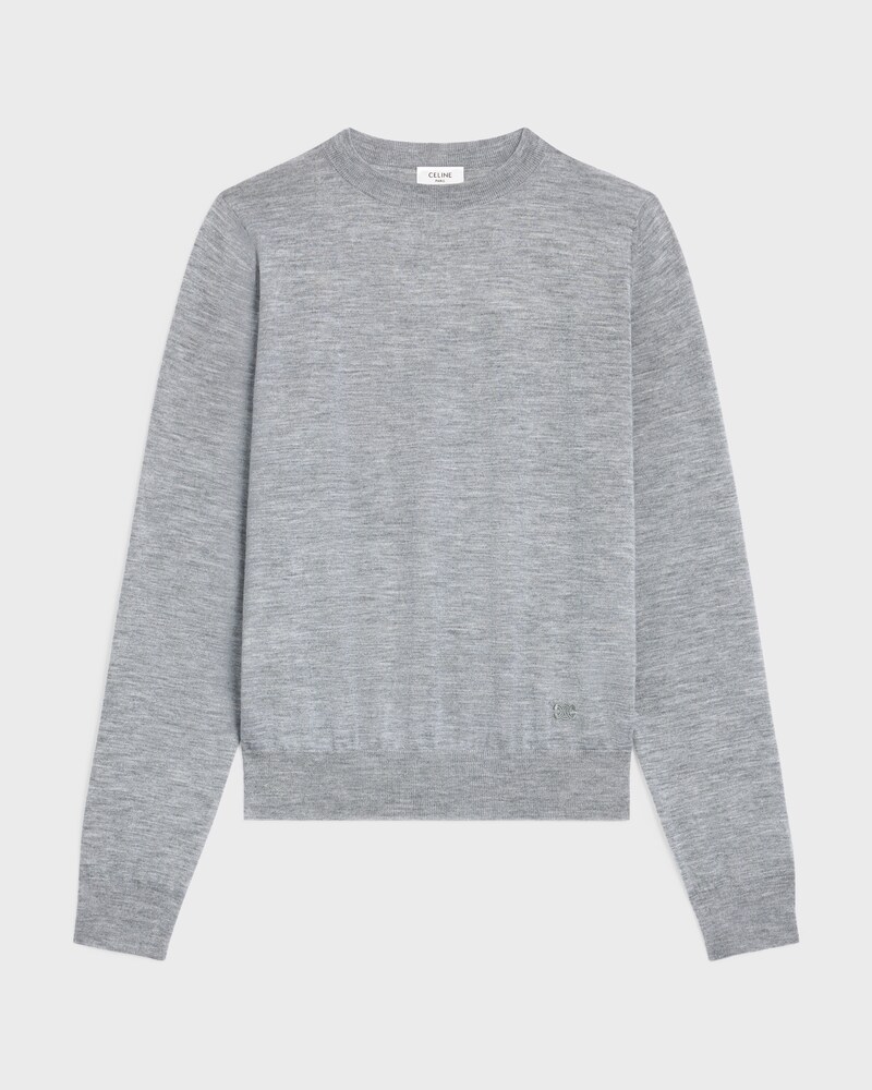 JERSEY CON CUELLO REDONDO DE CACHEMIRA FINA - GRIS -  - 1 | CELINE