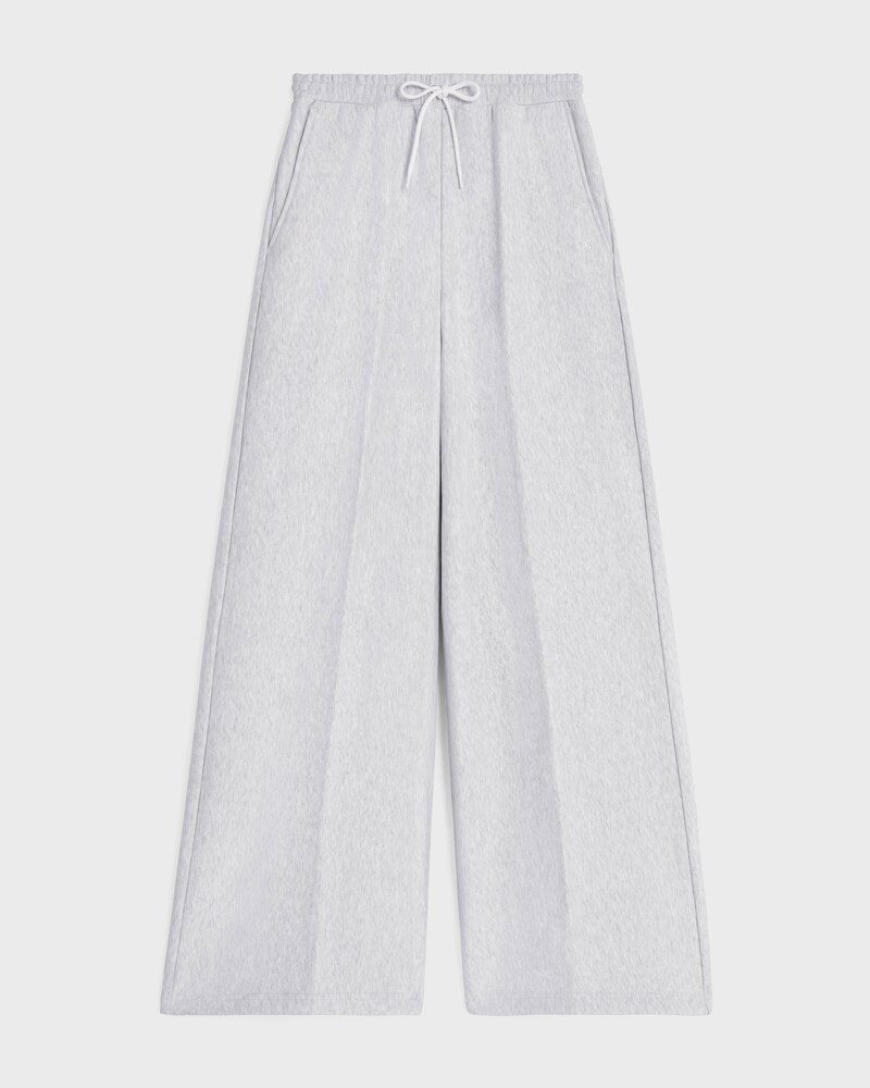 FLARED SWEATPANTS IN cotton fleece - PALE GREY/ OFF WHITE -  - 1 | CELINE