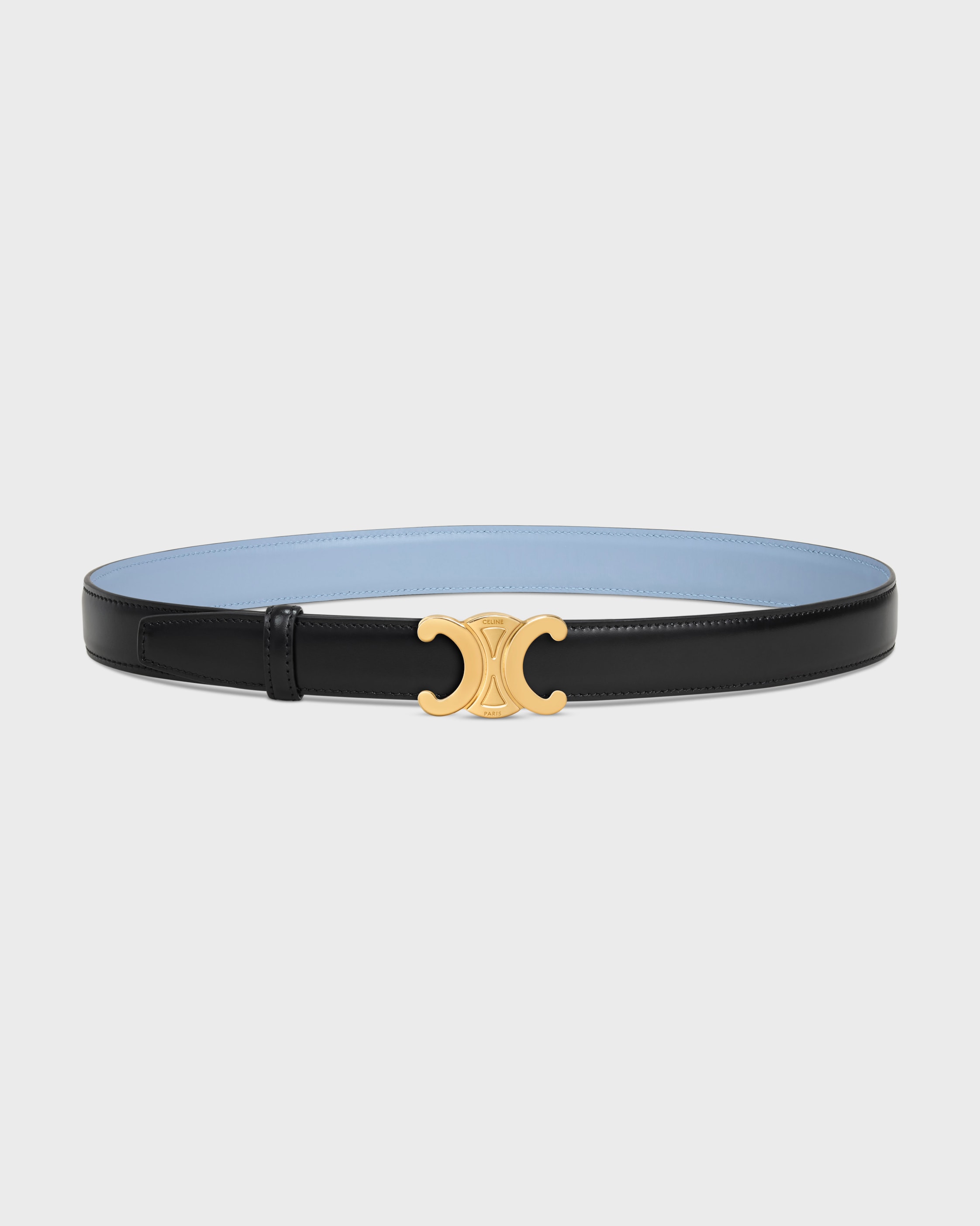 CELINE ゴールドバックル TRIOMPHE BUCKLE & REVERSIBLE STRAP 25MM - BLACK / LIGHT DENIM | CELINE