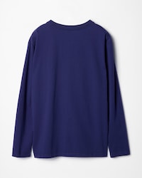 CAMISETA DE MANGA LARGA DE PUNTO DE ALGODÓN - AZUL MARINO LAVADO/BLANCO -  - 2 | CELINE