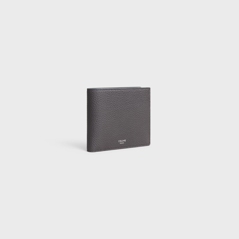 Bi-fold Wallet IN GRAINED CALFSKIN - GREY - WALLETS - 1 | CELINE