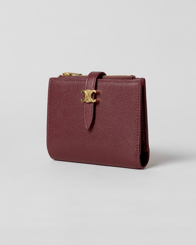 COMPACT WALLET TRIOMPHE PONTET IN GOATSKIN - SYRAH - WALLETS - 1 | CELINE