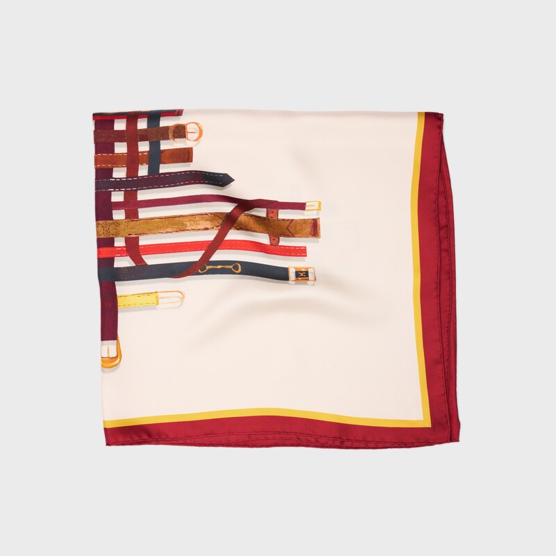 square IN silk twill - IVORY/TAN/BROWN -  - 1 | CELINE