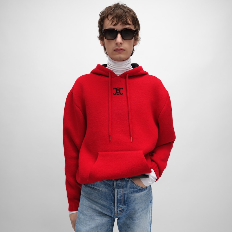 hooded sweater IN cashmere - RED/BLUE/BLACK -  - 1 | CELINE