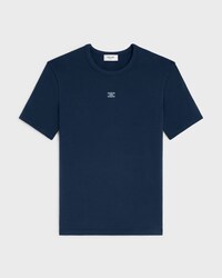 t-shirt triomphe jersey coton côtelé - NAVY/OFF WHITE -  - 1 | CELINE