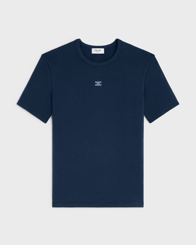 triomphe t-shirt IN RIBBED COTTON JERSEY - NAVY/OFF WHITE -  - 1 | CELINE