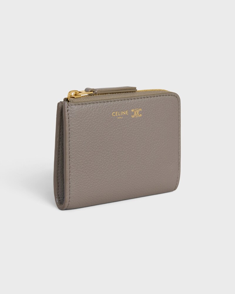 FLAT ZIPPED WALLET TRIOMPHE STAMP IN SUPPLE GRAINED CALFSKIN - PEBBLE / LIGHT BLUE - WALLETS - 1 | CELINE