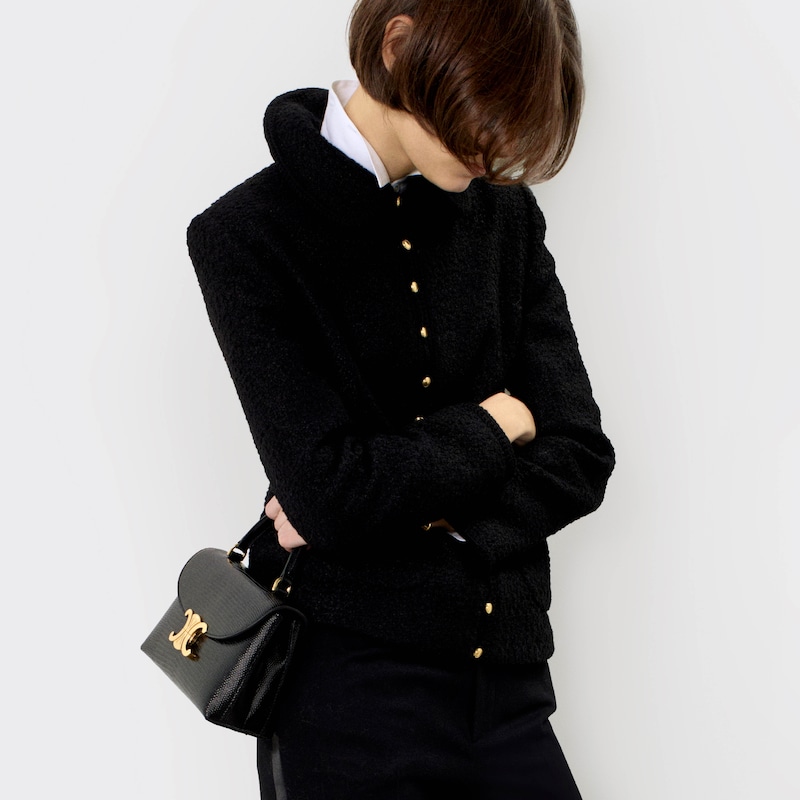 chasseur jacket IN CASHMERE BOUCLETTE NATTE - BLACK -  - 1 | CELINE