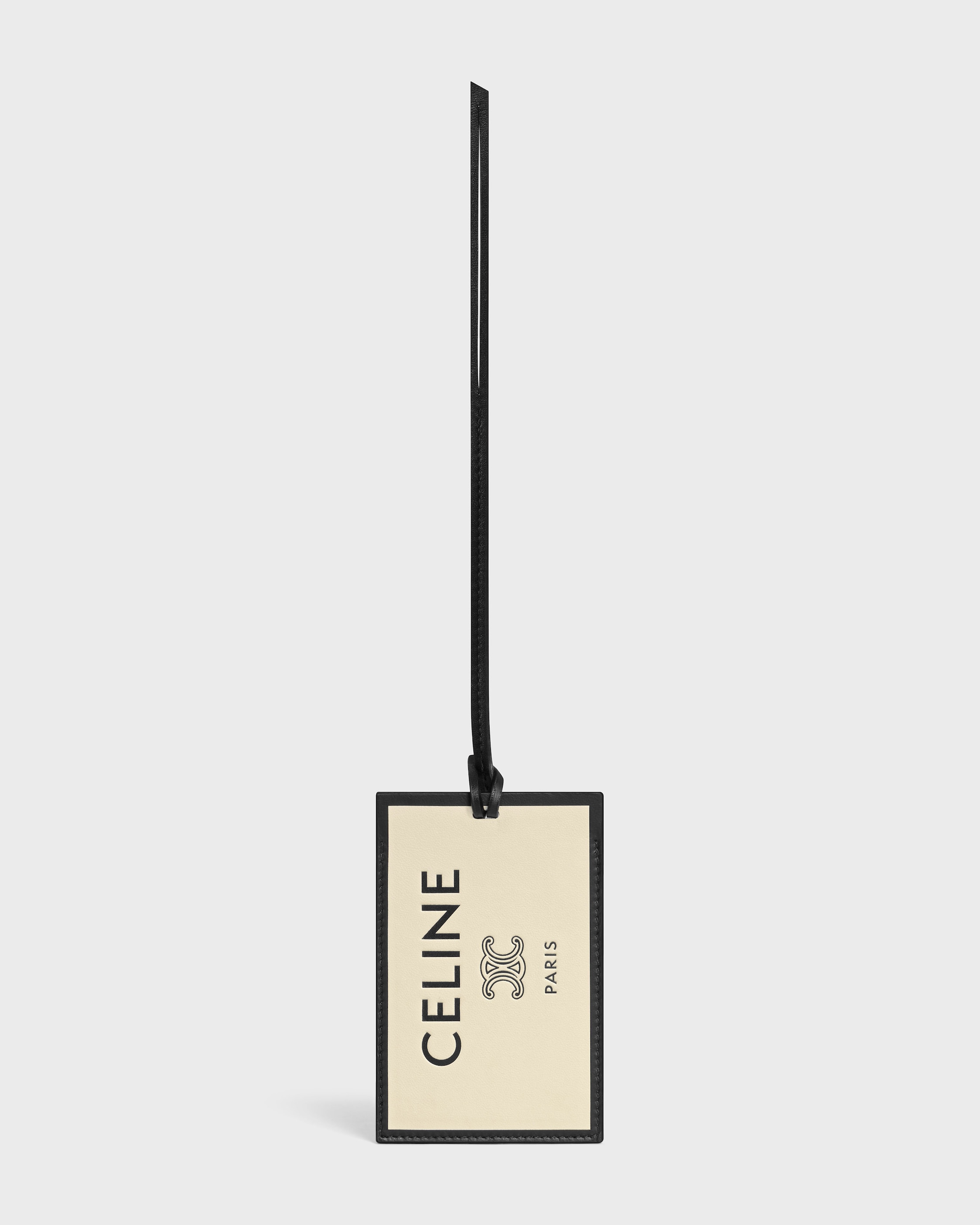 LUGGAGE TAG IN SMOOTH LAMBSKIN - BLACK / WHITE | CELINE