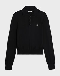 polo sweater IN fine cotton - BLACK -  - 1 | CELINE
