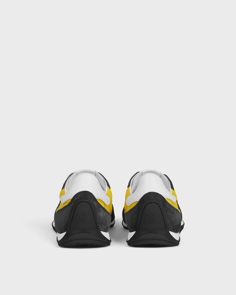 SNEAKER RACER EN NYLON, CUIR DE VEAU VELOURS ET CUIR DE VEAU - JAUNE/GRIS FONCÉ -  - 1 | CELINE
