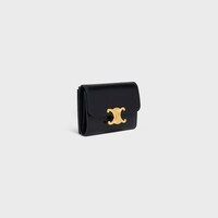 COMPACT WALLET WITH COIN TRIOMPHE IN Shiny calfskin - BLACK - COIN HOLDERS - 2 | CELINE