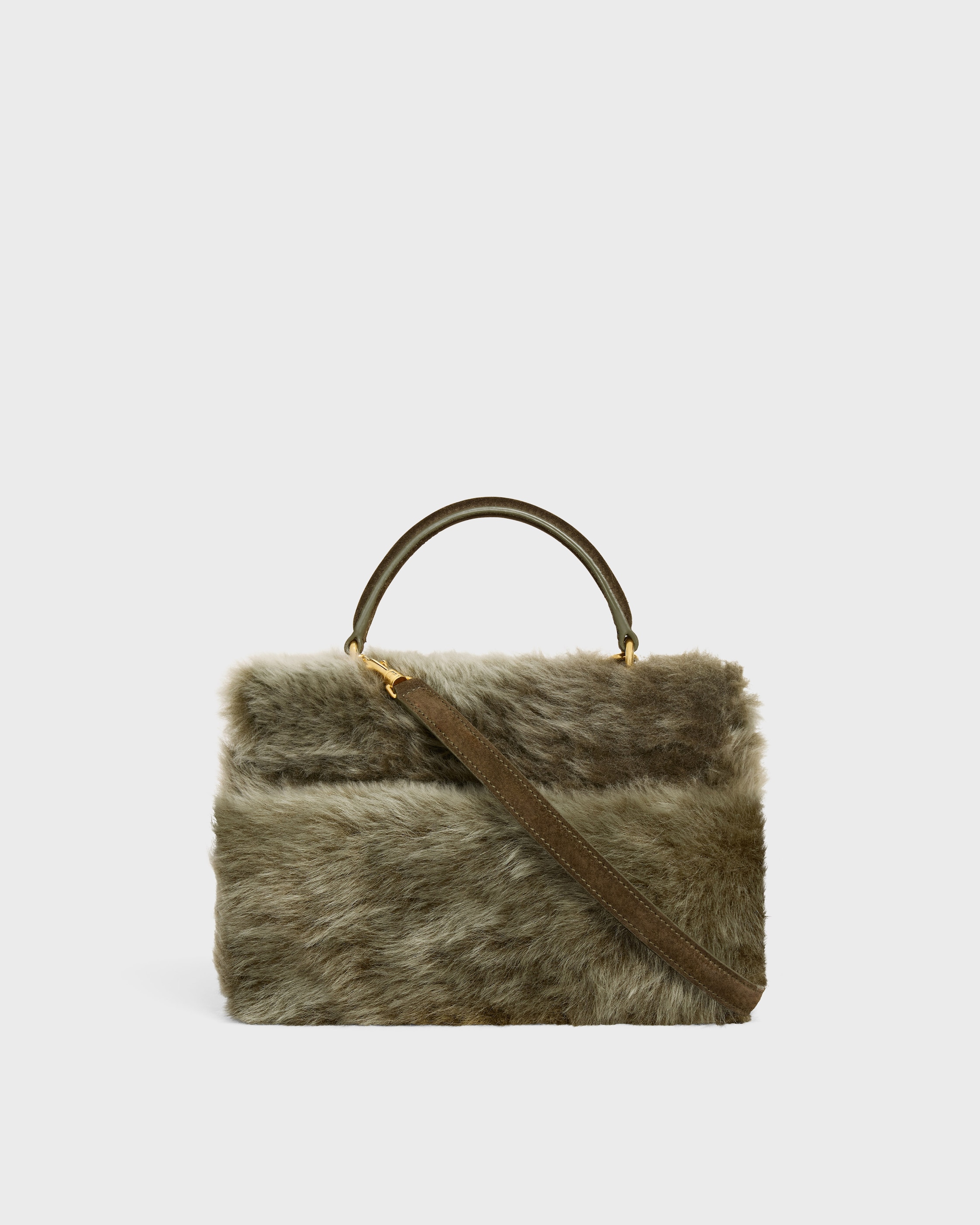TEEN NINO BAG IN SHEARLING AND SUEDE CALFSKIN - GOLDEN KHAKI | CELINE