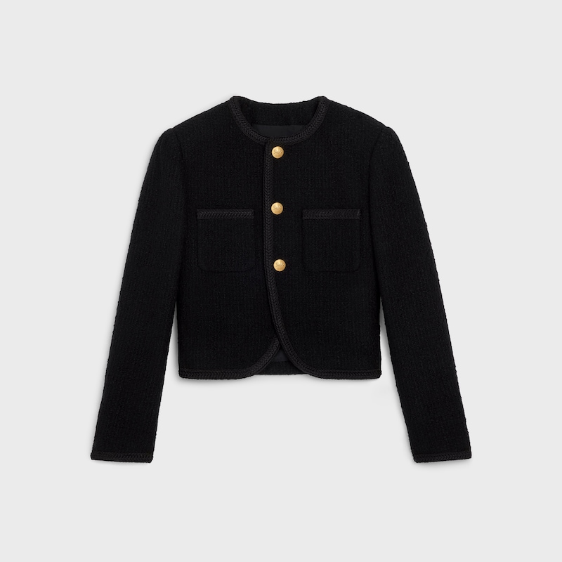 chasseur jacket in bouclé tweed - BLACK -  - 1 | CELINE