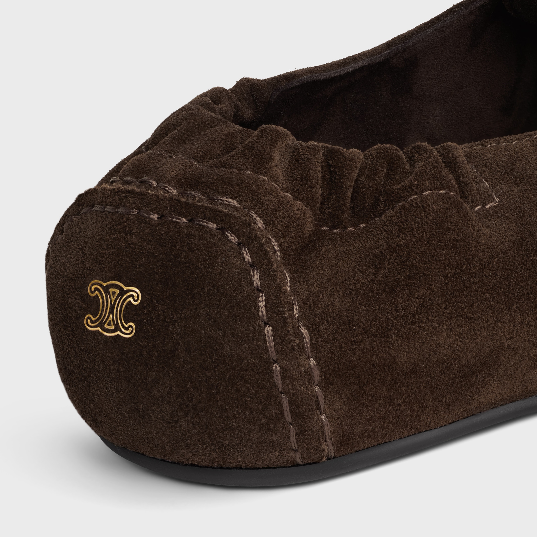 ADAM LACE-UP LOAFER IN SUEDE CALFSKIN - DARK BROWN | CELINE