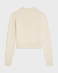crewneck sweater IN cashmere - WHITE/BLACK 1 -  - 2 | CELINE