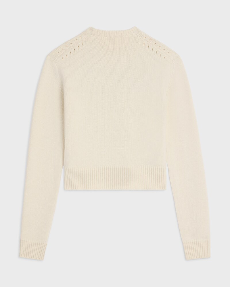 crewneck sweater IN cashmere - WHITE/BLACK 1 -  - 1 | CELINE
